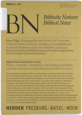 Trifaria varietas? - Entstehung, Entwicklung und Problematik des Konzepts von Rezensionen des biblischen Textes